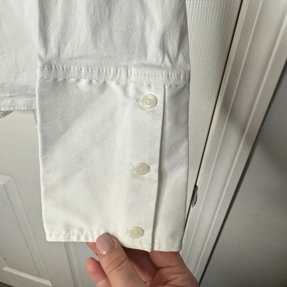 HALOGEN White Button Down Back Neck Tie Detailing Size Small - Picture 7 of 8